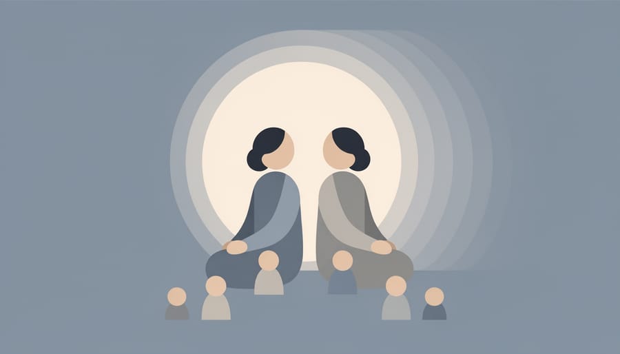 Caregivers coordinating bedtime routine materials together on a kitchen table